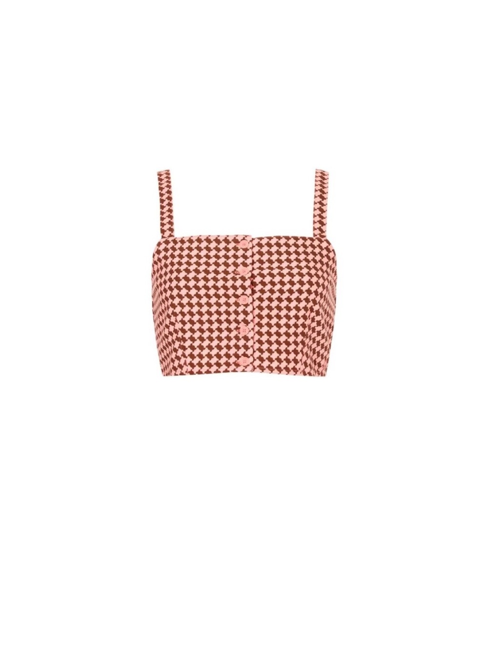 Levi’s Vintage Inspired Pink and Brown Houndstooth Cropped Tank Top